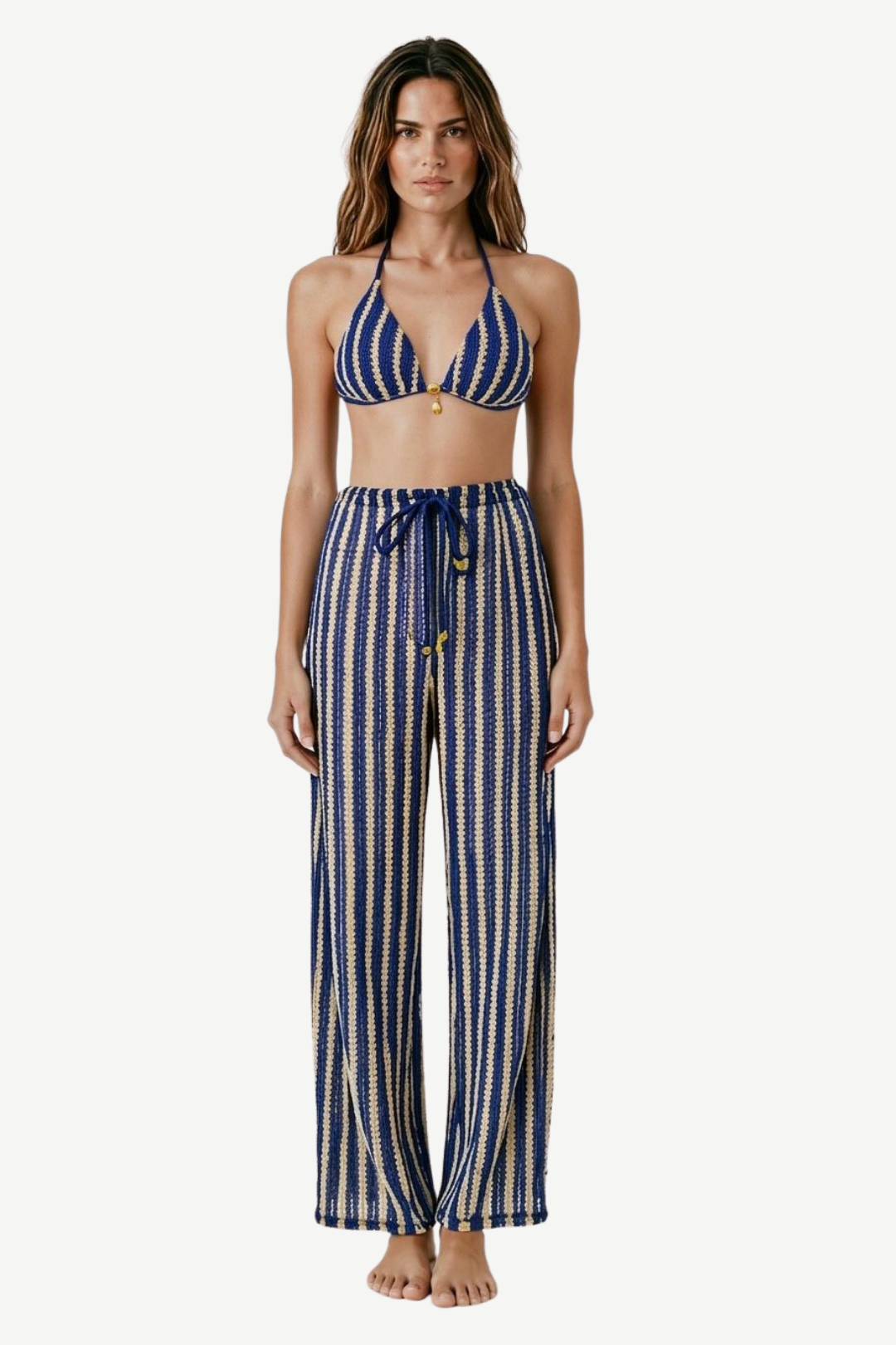 Rosvell Riviera Stripe Bikini & Pantolon Set