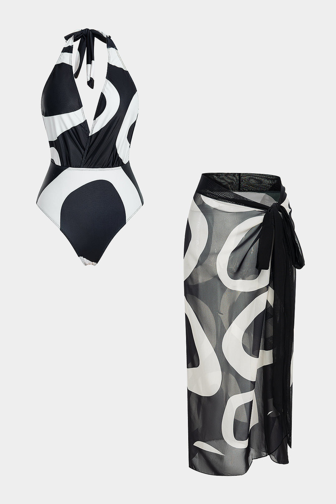 Rosvell Noir Wave Pareo Mayo Set