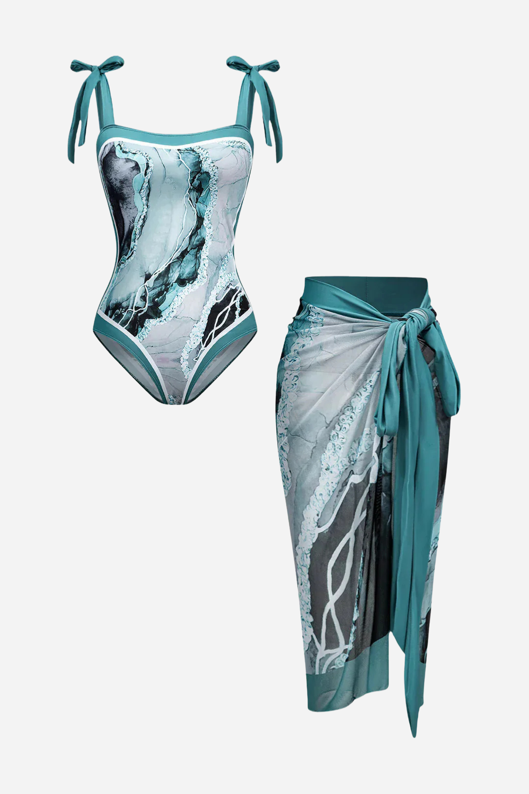 Yeşil Desenli Pareo Set