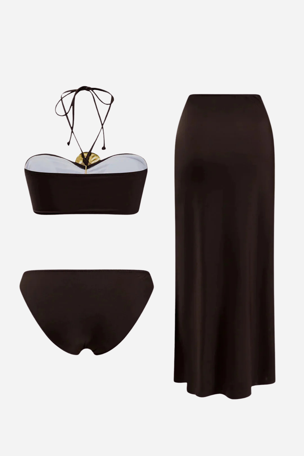 Aksesuar Detaylı Kahverengi Pareo Set