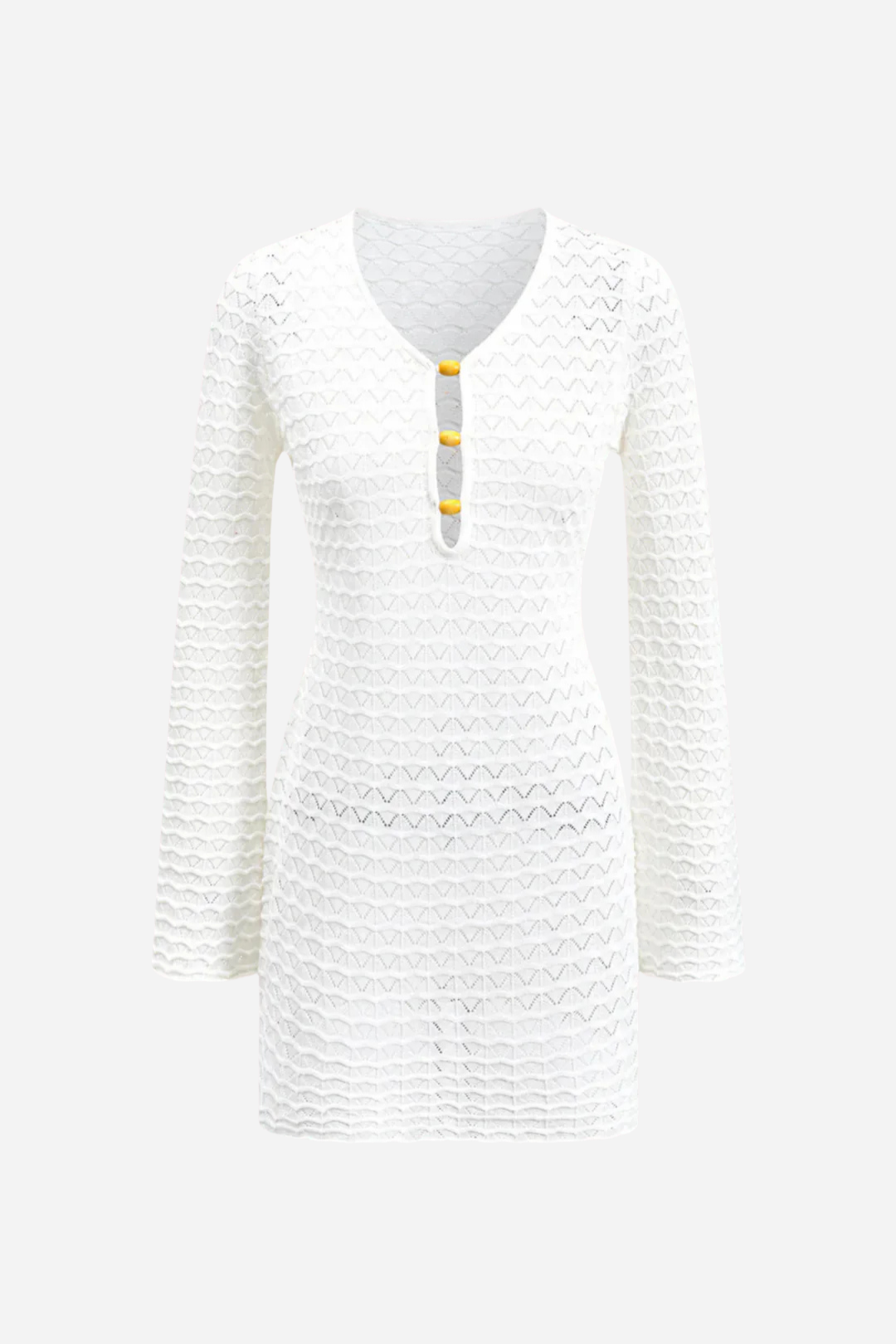 Örgü Dokulu Beyaz Plaj Elbisesi