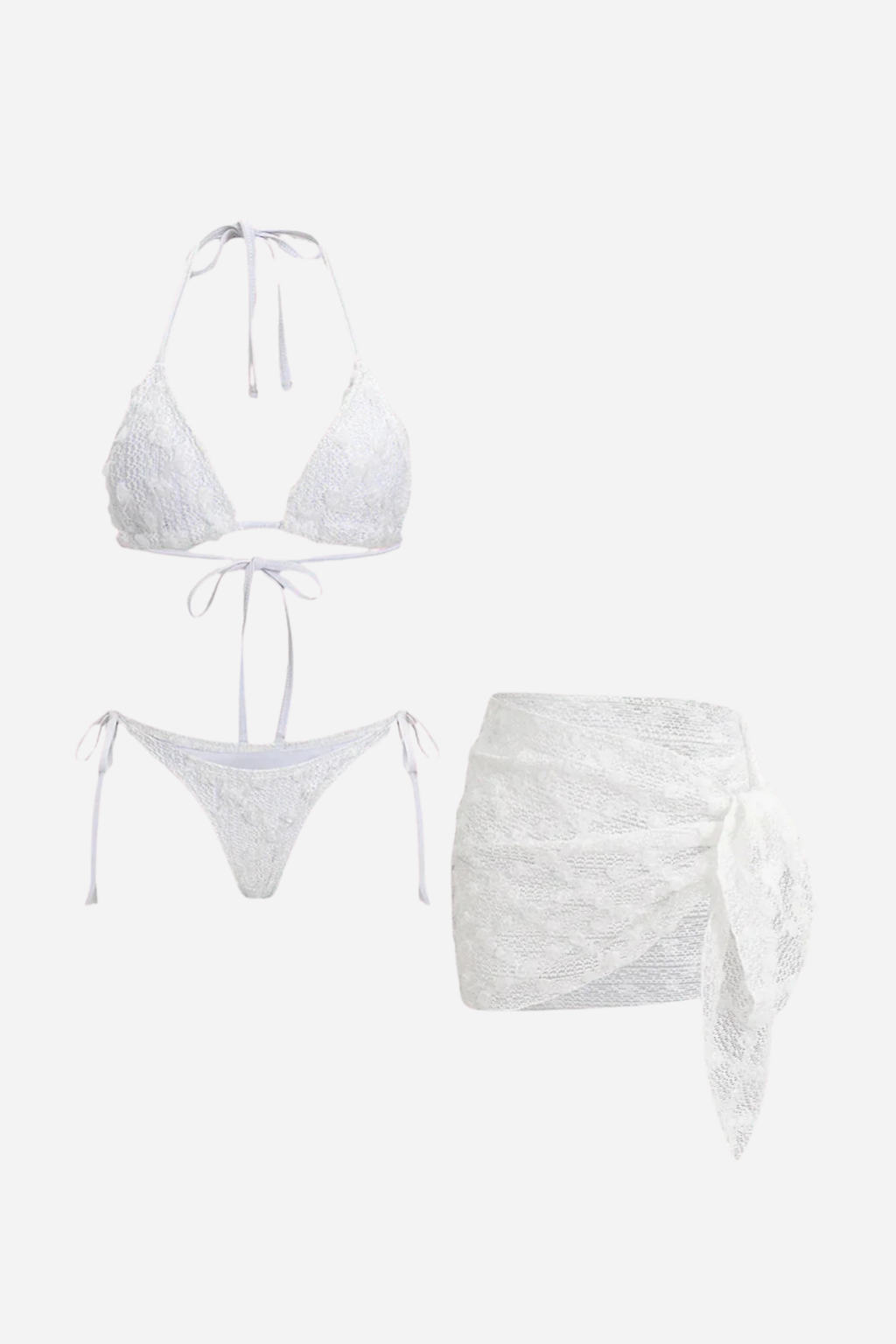 Dantelli Beyaz Pareo Set