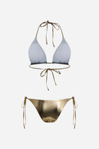 Metalik Gümüş Bağlamalı Bikini