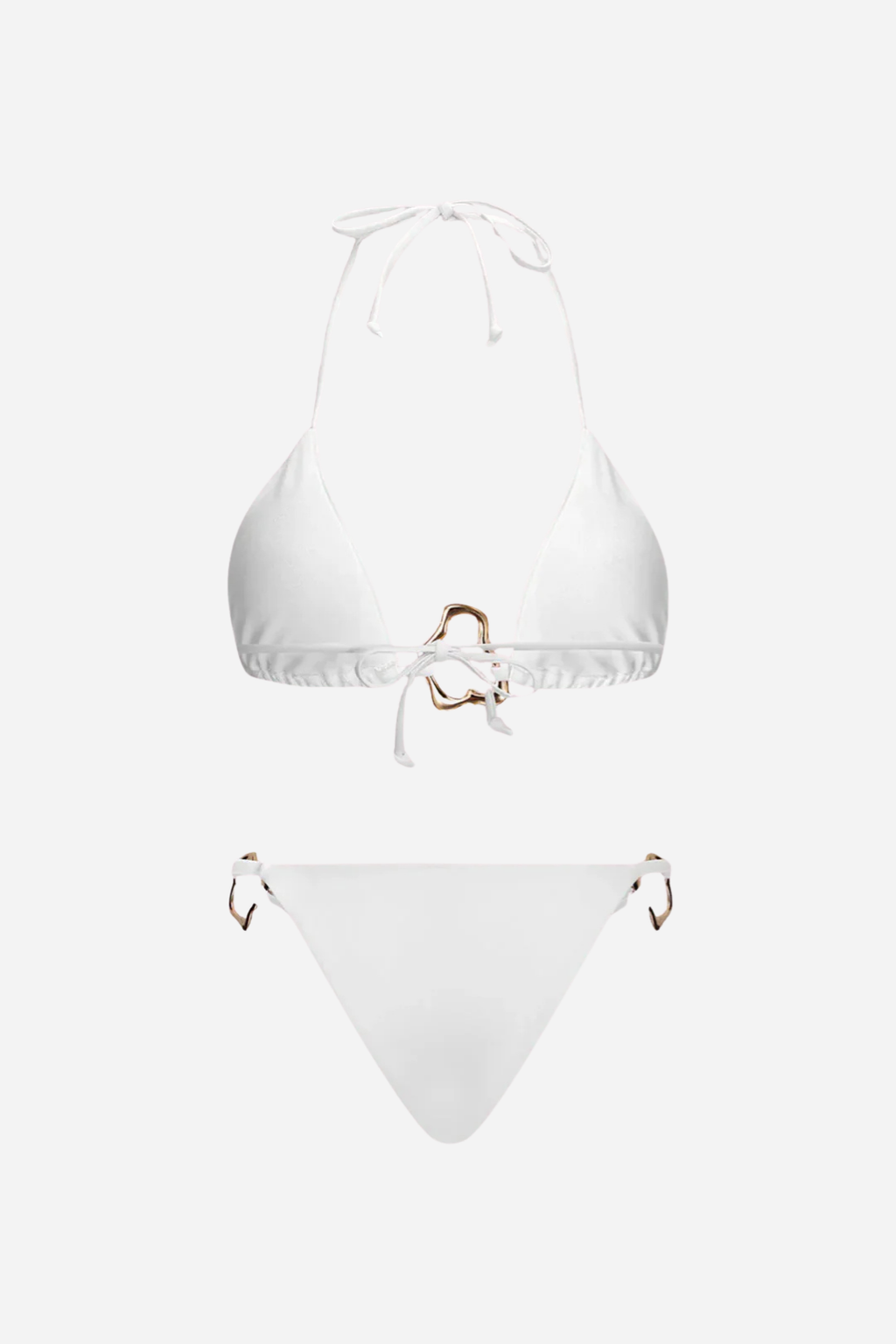 Metal Aksesuarlı Beyaz Bikini
