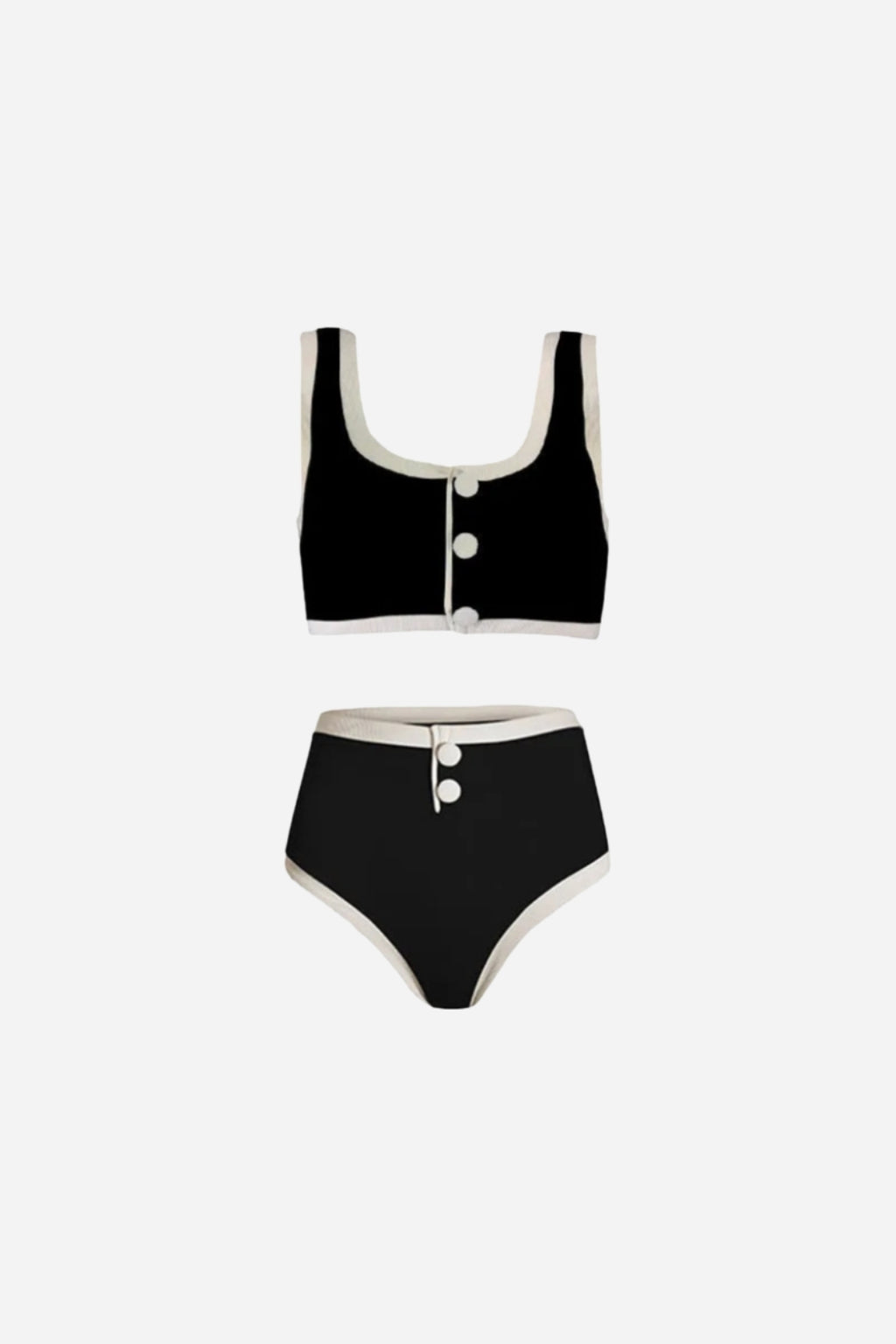 Noir Button Bikini Set