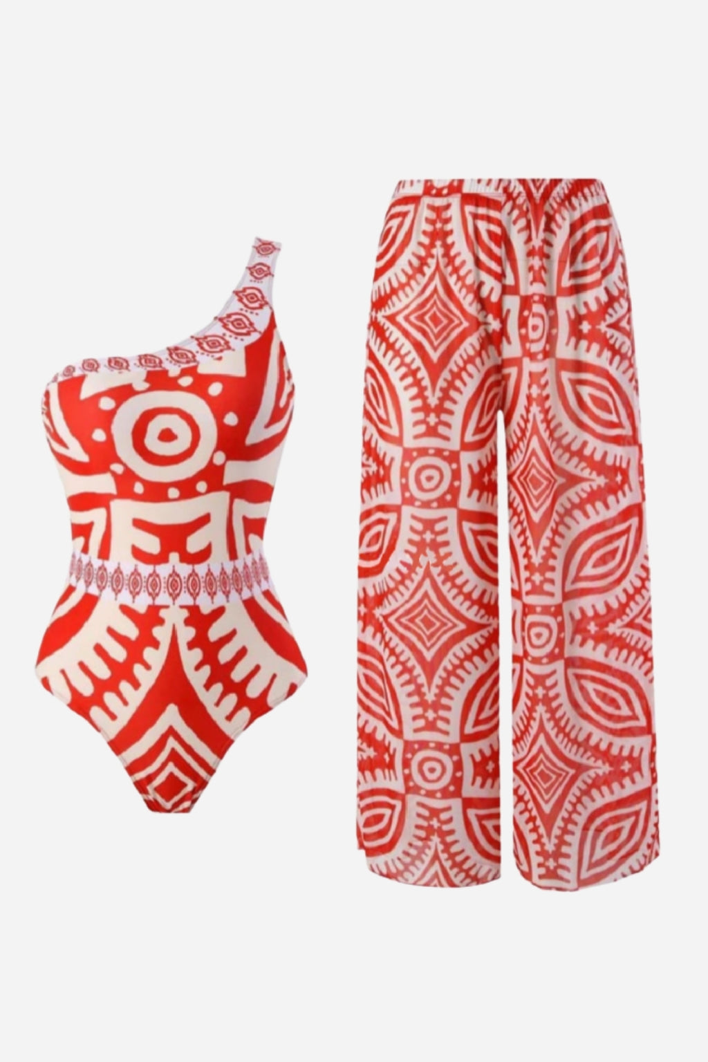 Coral Tribal Mayo Pantolon Set