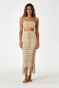 Bej Örgü Etekli Plaj Seti