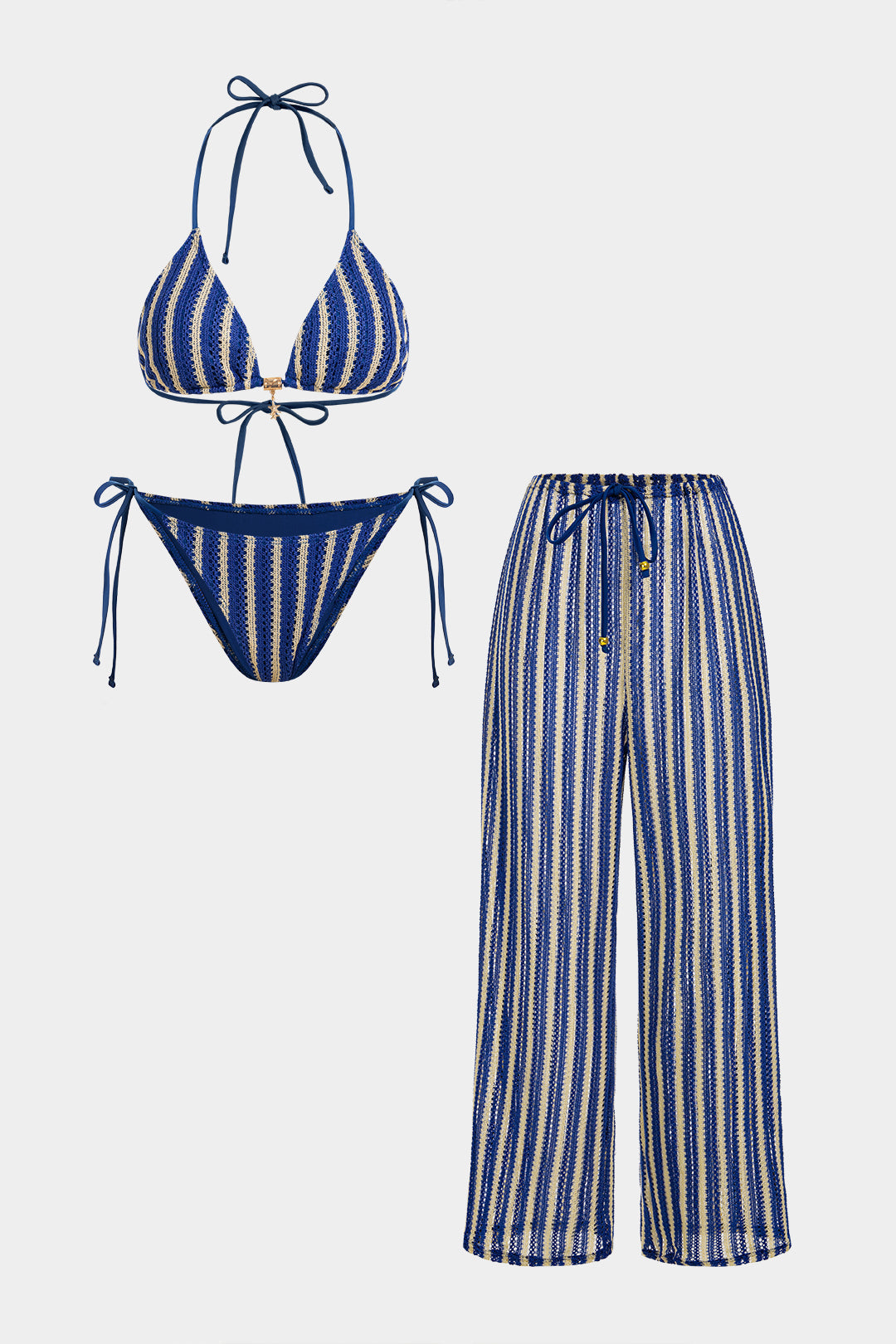 Rosvell Riviera Stripe Bikini & Pantolon Set