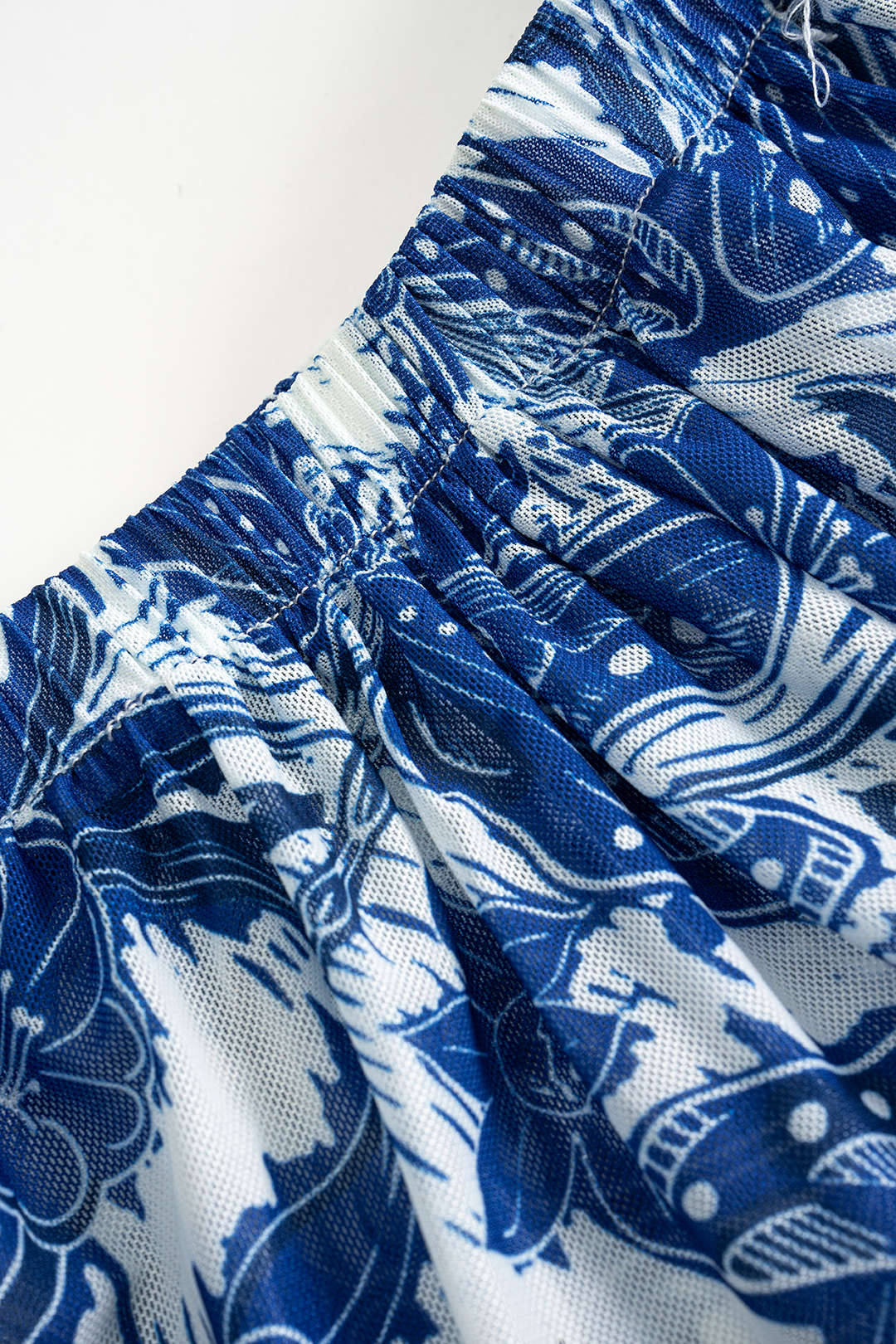 Mavi Çiçek Desenli Pareo Set