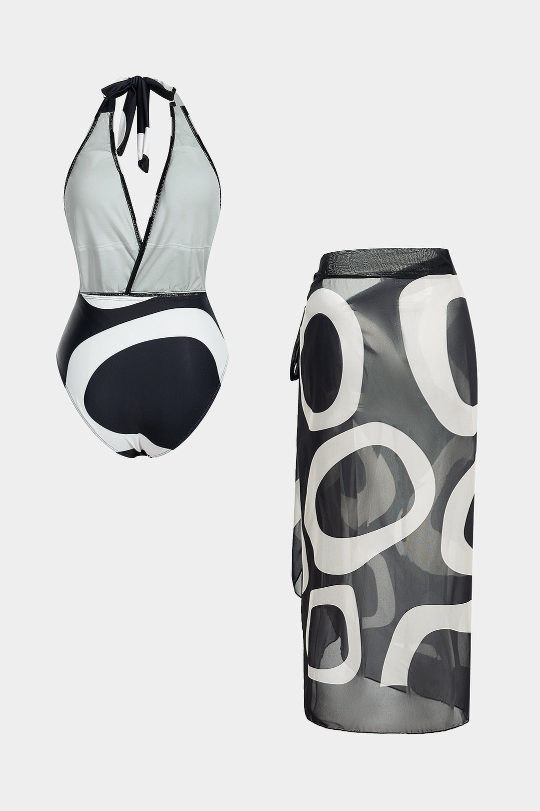 Rosvell Noir Wave Pareo Mayo Set